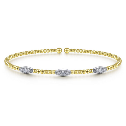 Gabriel & Co | 14K White-Yellow Gold Bujukan Diamond Marquise Stations Bangle