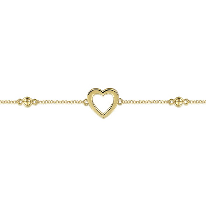 Gabriel & Co | 14K Yellow Gold Open Heart Bujukan Chain Bracelet