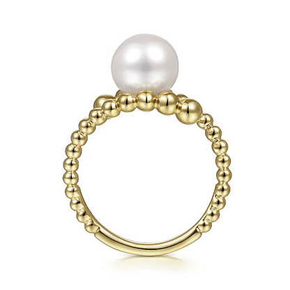 Gabriel & Co | 14K Yellow Gold Bypass Bujukan Pearl Ring