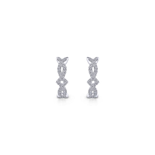 Gabriel & Co | 14K White Gold Twisted 10mm Diamond Huggies