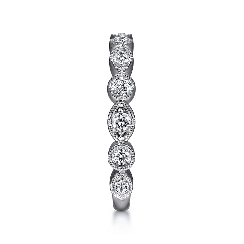 Gabriel & Co | 14K White Gold Geometric Diamond Stackable Ring