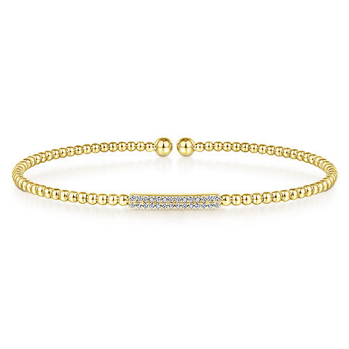 Gabriel & Co | 14K Yellow Gold Bujukan Bead Cuff Bracelet with Diamonds