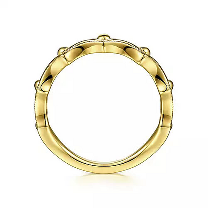 Gabriel & Co | 14K Yellow Gold Crown Bujukan Stackable Ring