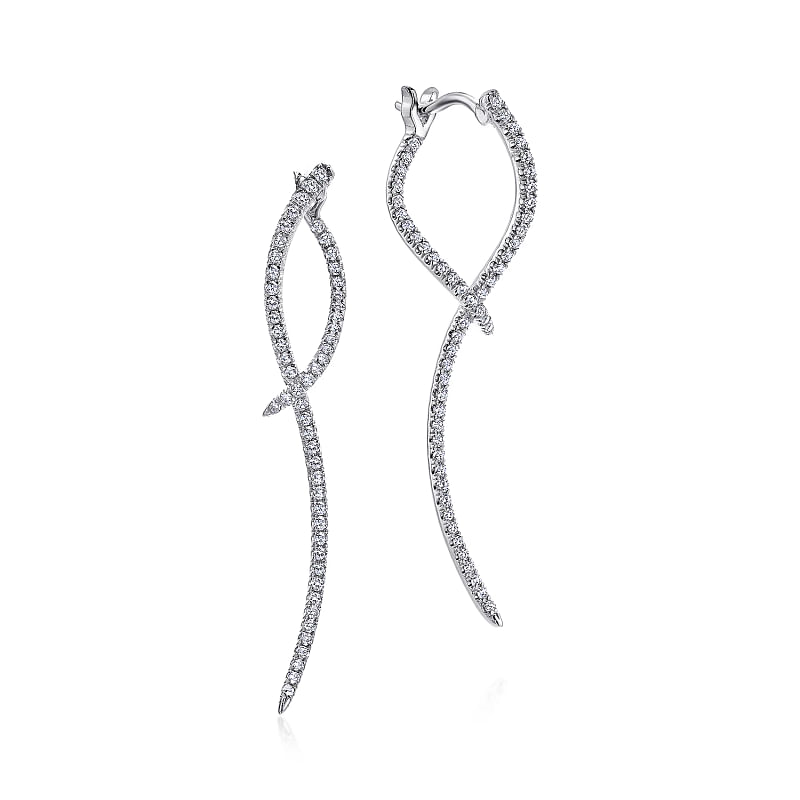 Gabriel & Co | 14K White Gold Sculptural Diamond Drop Earrings