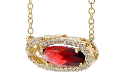 Yellow Gold Garnet Necklace