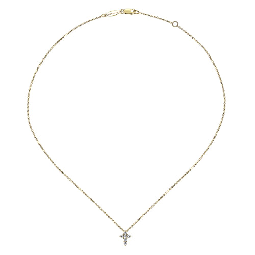 Gabriel & Co | 14K Yellow Gold Diamond Cross Pendant Necklace