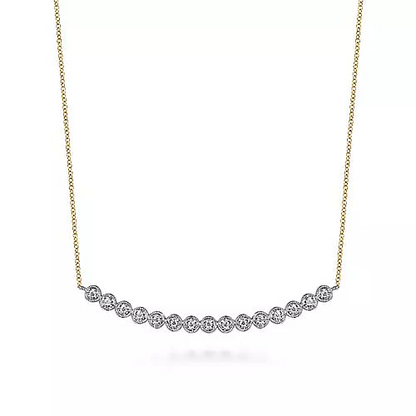 Gabriel & Co | 14K White and Yellow Gold Diamond Bar Necklace