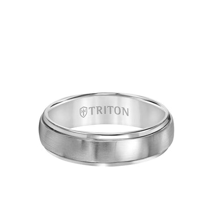 6MM Titanium Ring - Domed Satin Center and Step Edge