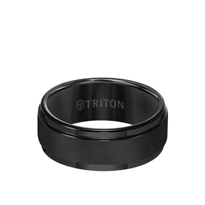 9MM Tungsten Carbide Ring - Brushed Finish and Step Edge