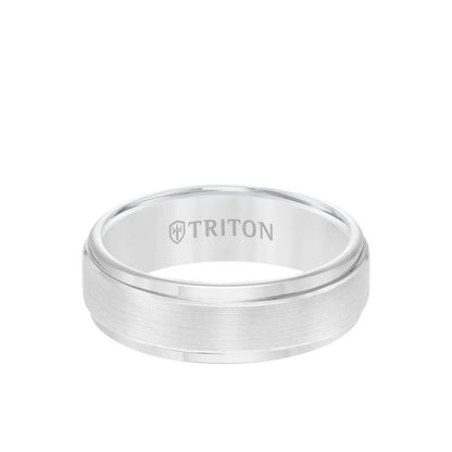 7MM Tungsten Carbide Ring - Brushed Finish and Step Edge