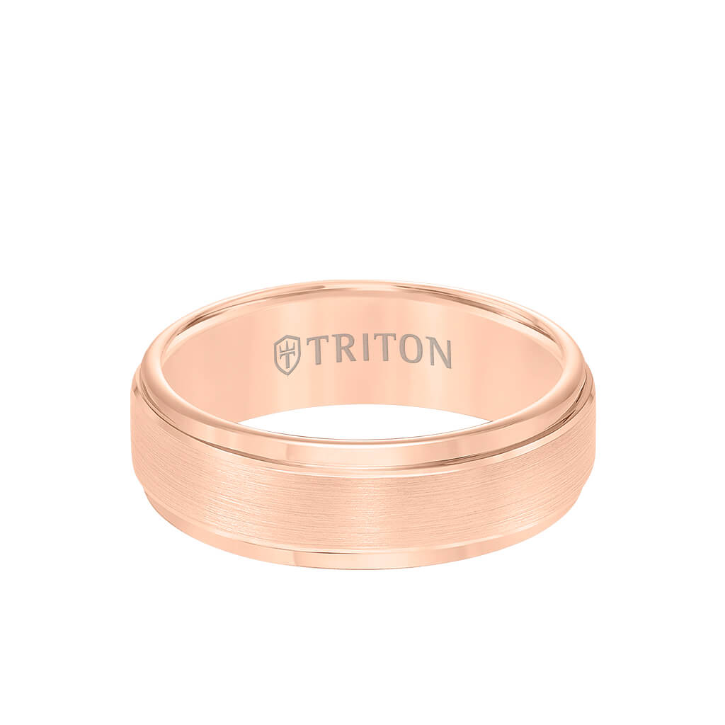 7MM Tungsten Carbide Ring - Brushed Finish and Step Edge