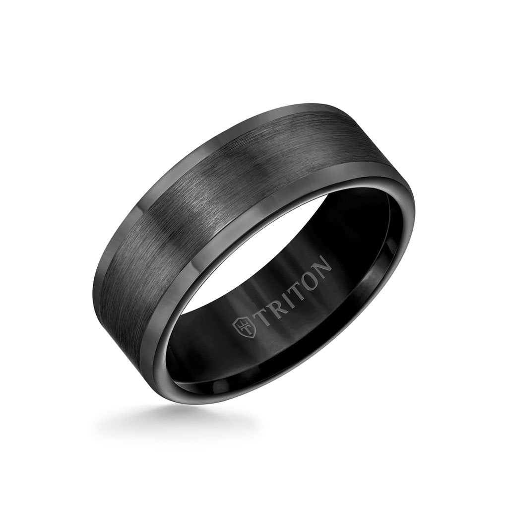 8MM Tungsten Carbide Ring - Satin Finish Flat Center and Round Edge