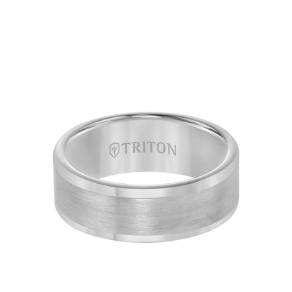 8MM Tungsten Carbide Ring - Satin Finish Flat Center and Round Edge