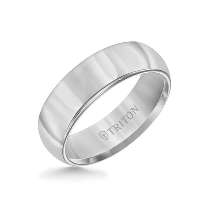 7MM Tungsten Carbide Ring - Bright Finish Domed Center and Round Edge