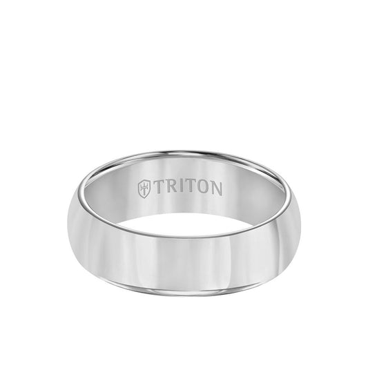 7MM Tungsten Carbide Ring - Bright Finish Domed Center and Round Edge