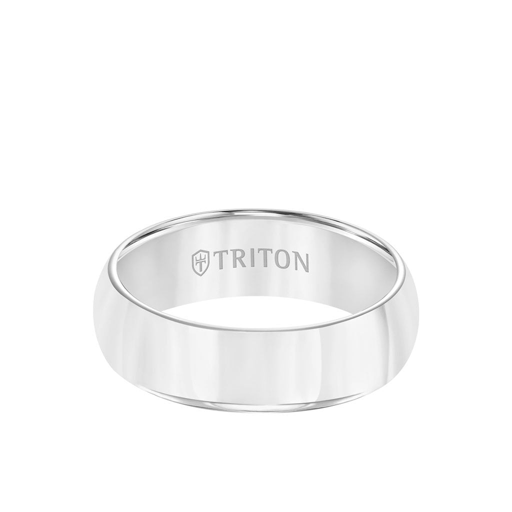 7MM Tungsten Carbide Ring - Bright Finish Domed Center and Round Edge