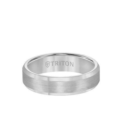 6MM Tungsten Carbide Ring - Satin Center and Bevel Edge