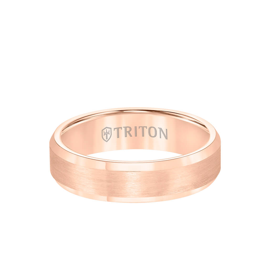 6MM Tungsten Carbide Ring - Satin Center and Bevel Edge