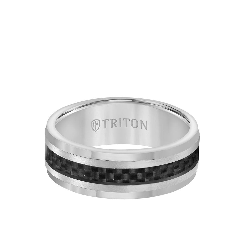 8MM Ring - Black Carbon Fiber Center and Step Edge