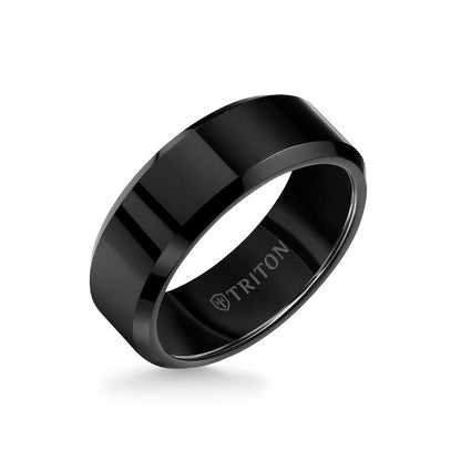 8MM Tungsten Carbide Ring - Bright Finish and Bevel Edge