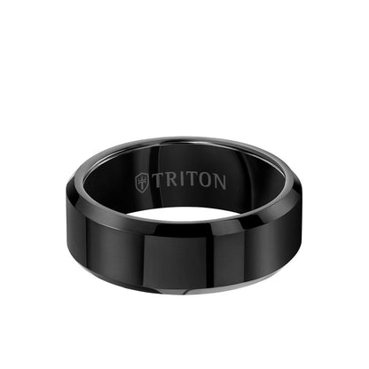 8MM Tungsten Carbide Ring - Bright Finish and Bevel Edge