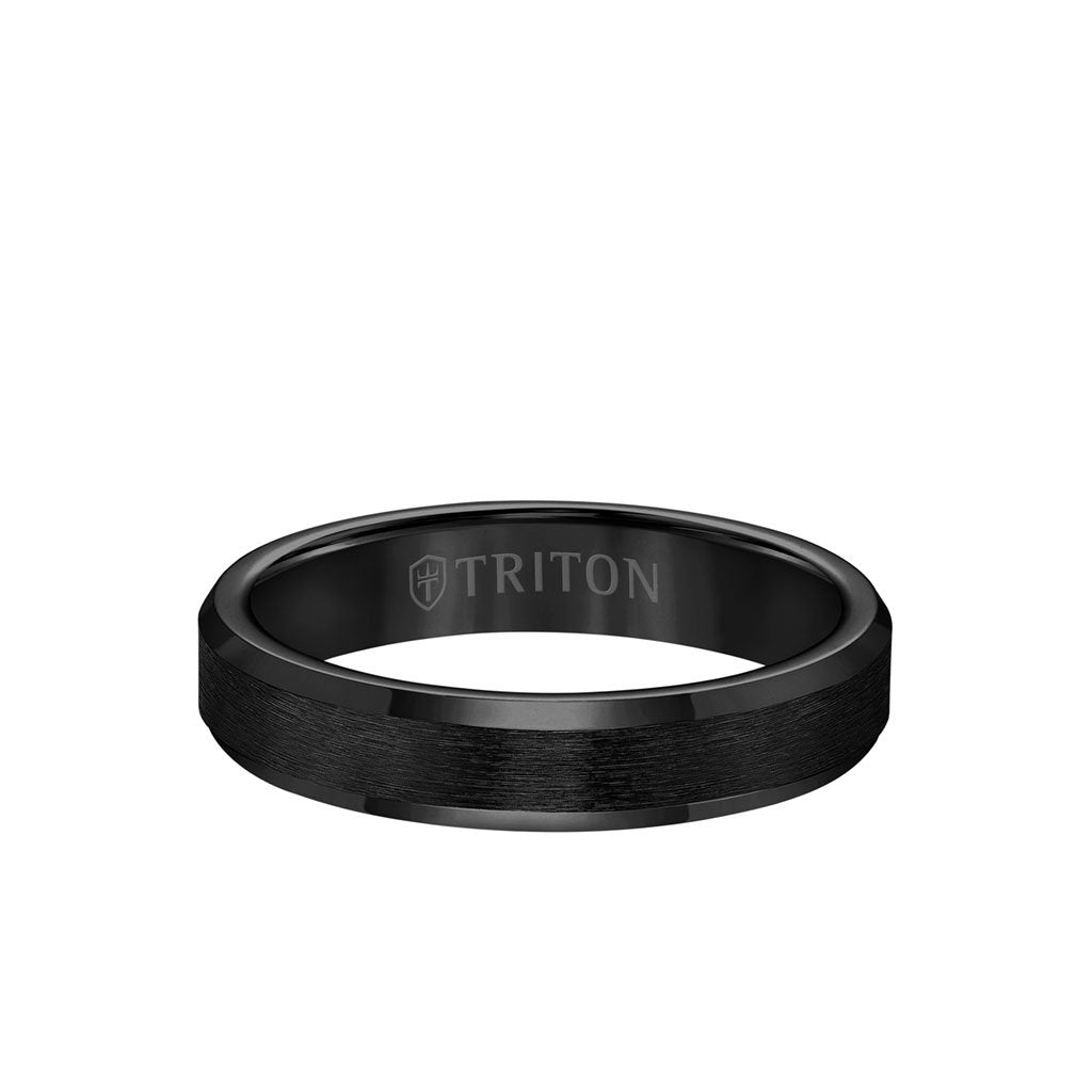 4MM Tungsten Carbide Ring - Brush Finish and Bevel Edge