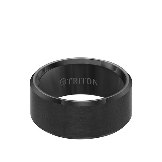 10MM Tungsten Carbide Ring - Satin Center and Bevel Edge