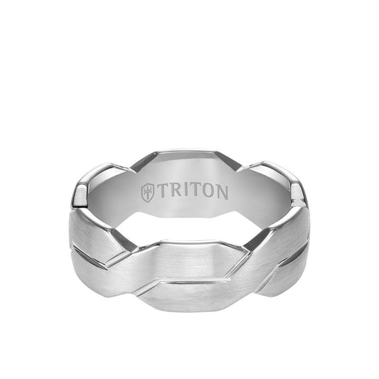 8MM Tungsten Carbide Ring - Woven Pattern