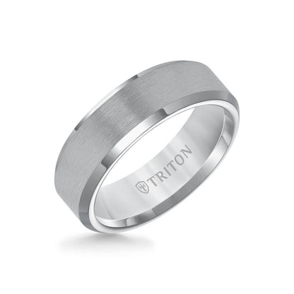 7MM Tungsten Carbide Ring - Satin Finish and Bevel Edge