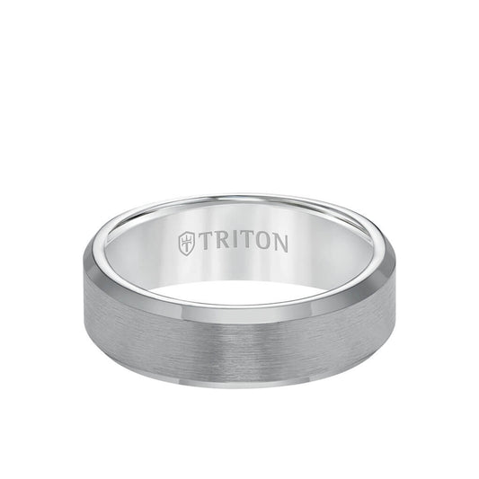 7MM Tungsten Carbide Ring - Satin Finish and Bevel Edge