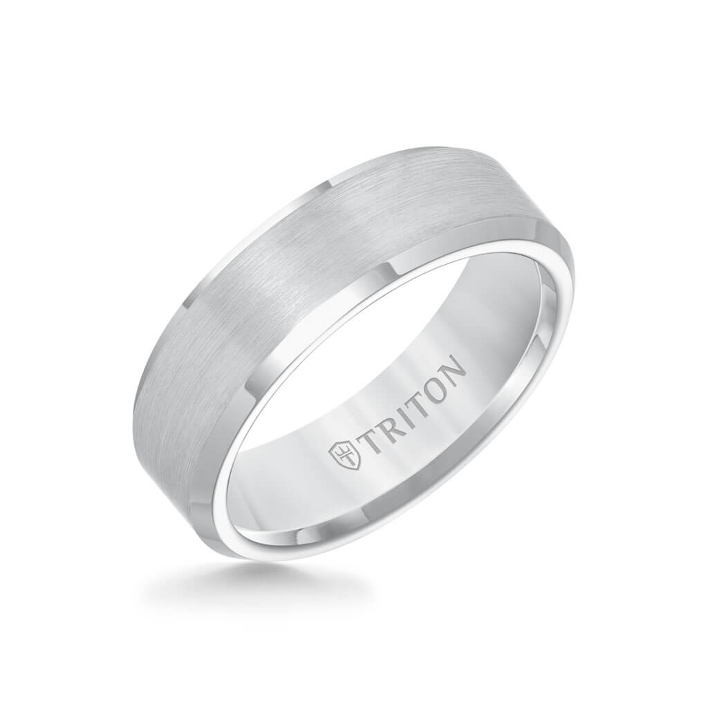 7MM Tungsten Carbide Ring - Satin Finish and Bevel Edge