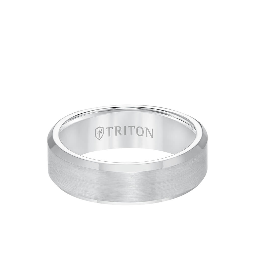 7MM Tungsten Carbide Ring - Satin Finish and Bevel Edge