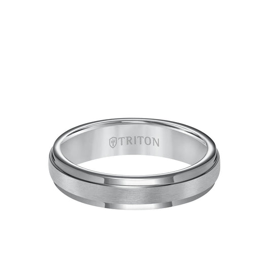 5MM Tungsten Carbide Ring - Satin Center and Step Edge