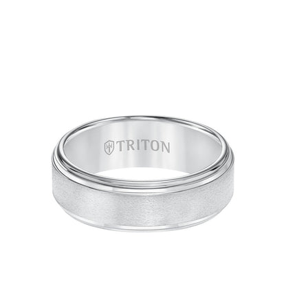 8MM Tungsten Carbide Ring - Satin Center and Double Step Edge