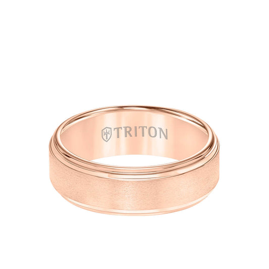 8MM Tungsten Carbide Ring - Satin Center and Double Step Edge