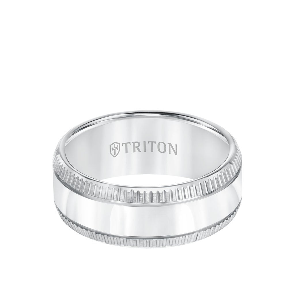 9MM Tungsten Carbide Ring - Flat Bright Center and Coin Edge