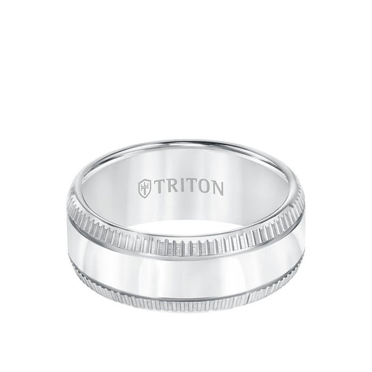 9MM Tungsten Carbide Ring - Flat Bright Center and Coin Edge