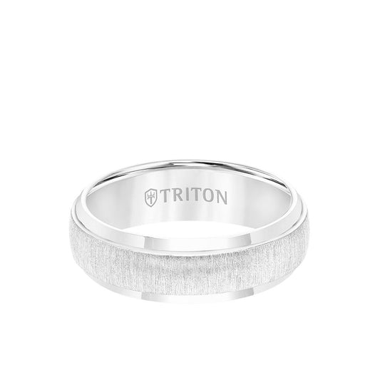 7MM Tungsten Carbide Ring - Brushed Vertical Center and Round Edge