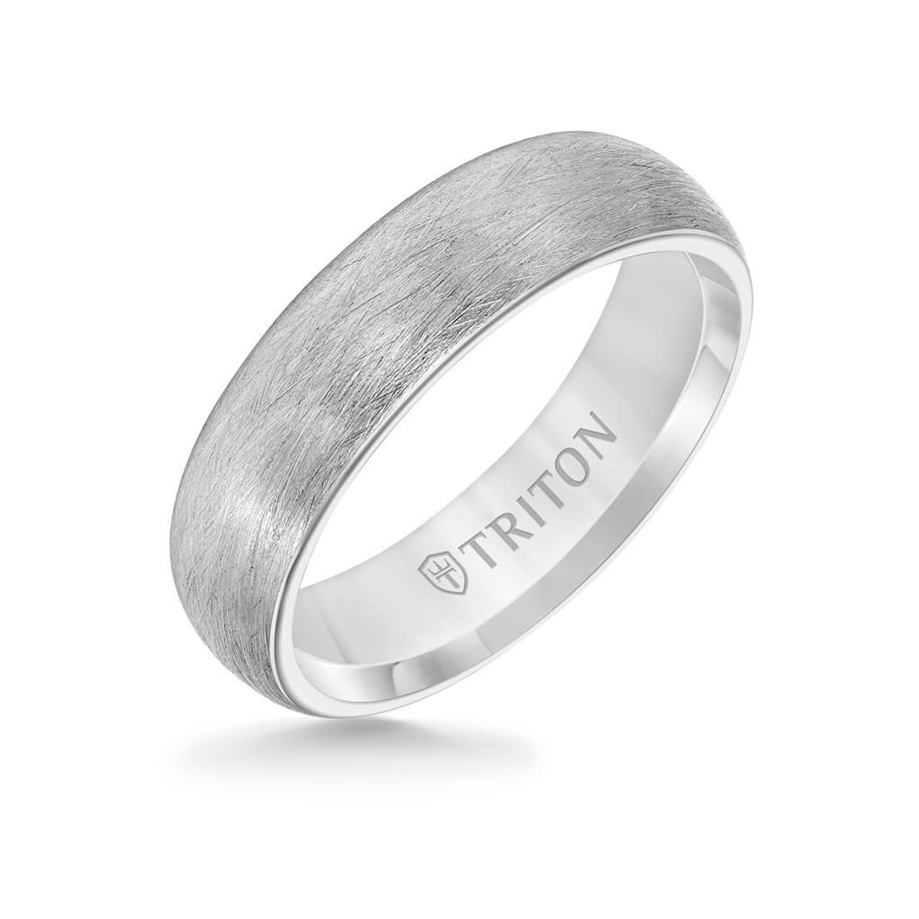 6MM Tungsten Carbide Ring - Crystalline Finish and Rolled Edge