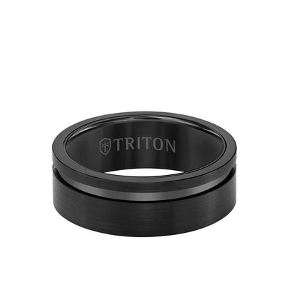 8MM Tungsten Carbide Ring - Satin Finish and Asymmetrical Channel