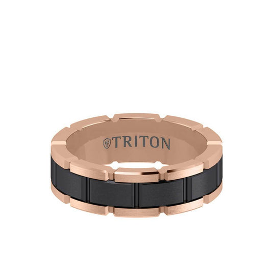 7MM Tungsten Black DLC Ring - T-Link Design