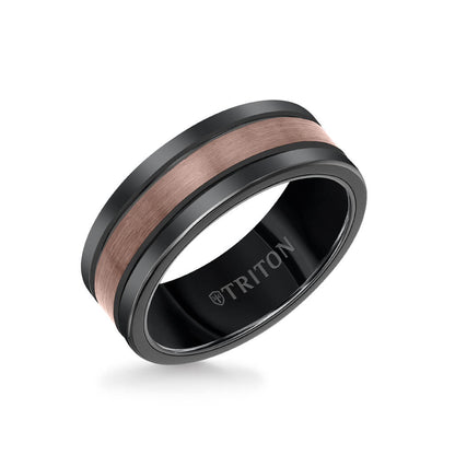 8MM Espresso Tungsten Carbide Ring - Satin Finish Center