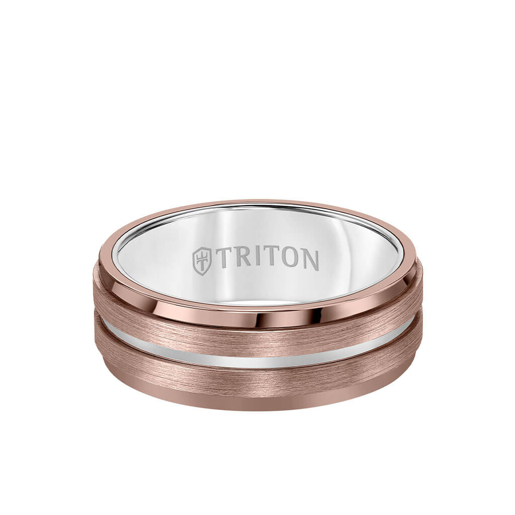 8MM Espresso Tungsten Carbide Ring - Satin Finish with Center Line