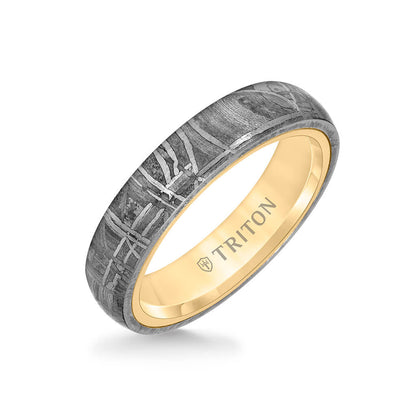 5MM Meteorite + 14K Gold Ring - Dome Edge to Edge with 14K Gold Interior