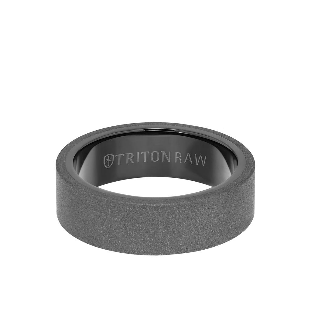 7MM Tungsten RAW Ring - Sandblasted With Inside Shine and Flat Edge