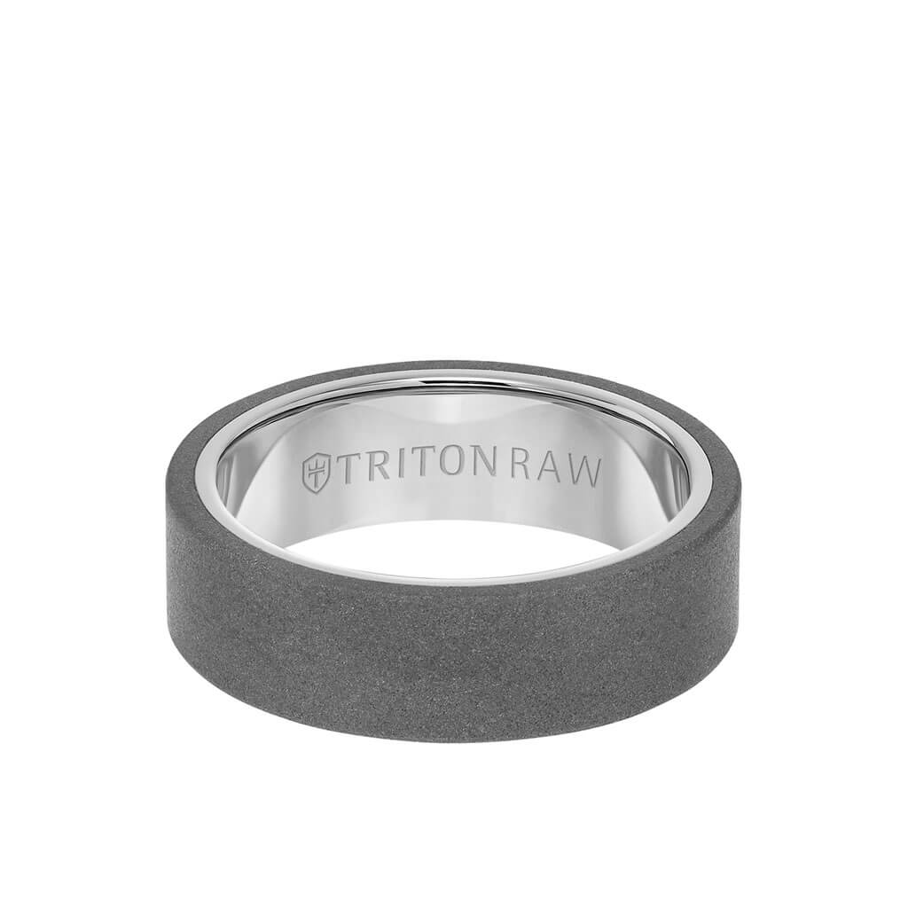 7MM Tungsten RAW Ring - Sandblasted With Inside Shine and Flat Edge