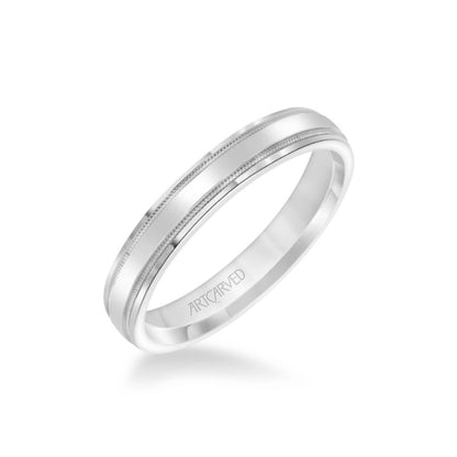 6.5MM Men's Wedding Band - High Polished Finish with Milgrain Detail and Bevel Edge