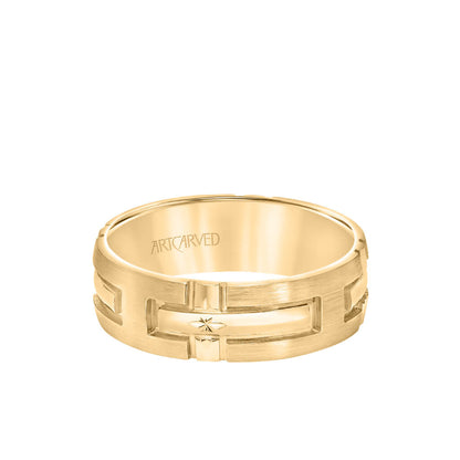 7MM Men's Wedding Band - Engraved Cross Design