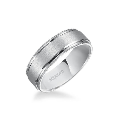 7MM Men's Wedding Band - Wire Finish and Rope Edge