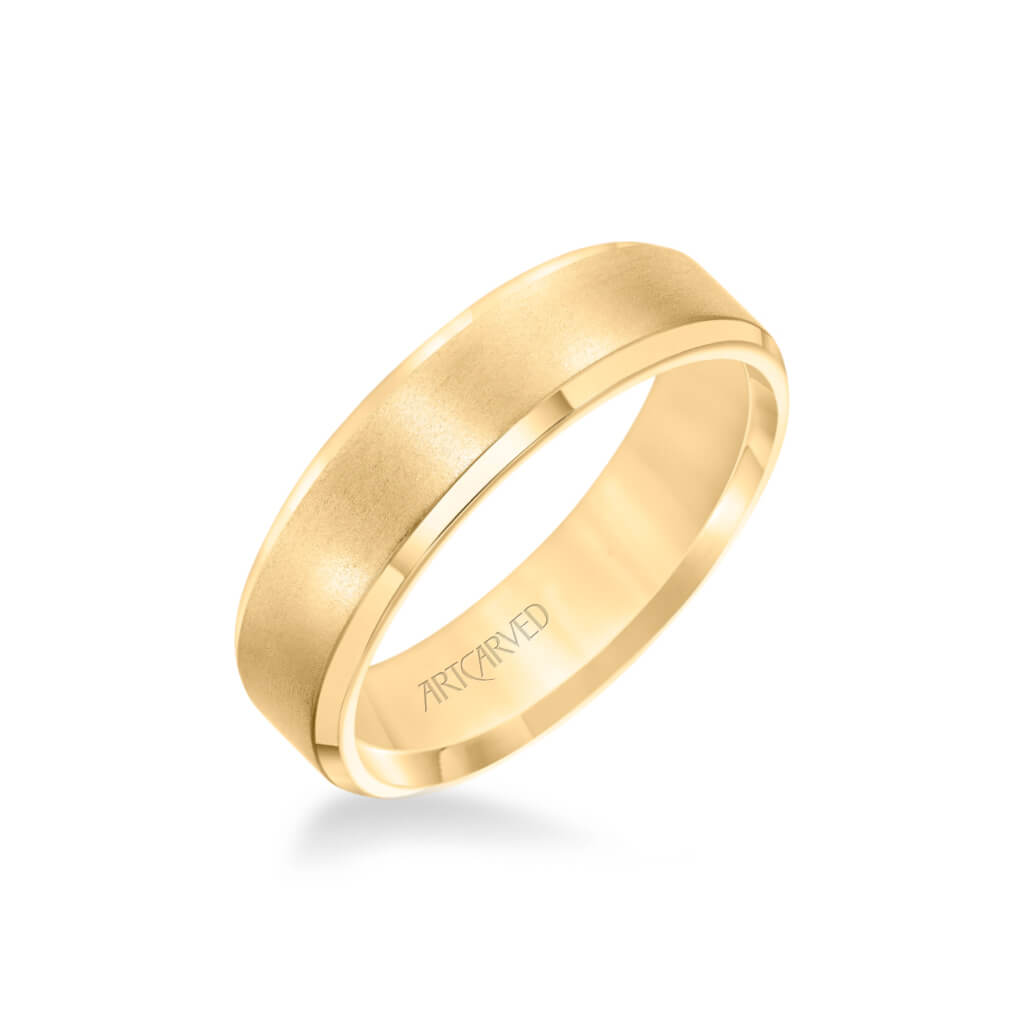 6MM Men's Classic Wedding Band - Brush Finish and Bevel Edge